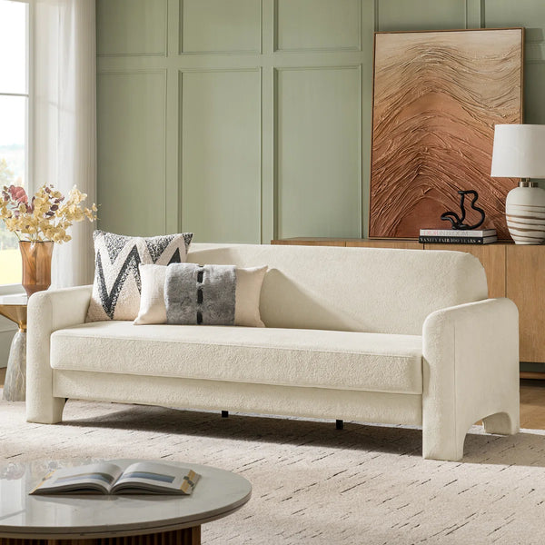 Kingy Modern Curved Chenille Sofa - WoodenBazar