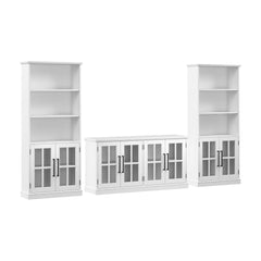 Yubir TV Stand for 75 Inch TV and Bookcases - Wooden Bazar