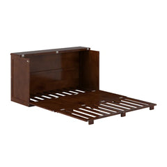 Low Profile Wood Murphy Bed Chest with 6" Mattress - Wooden bazar