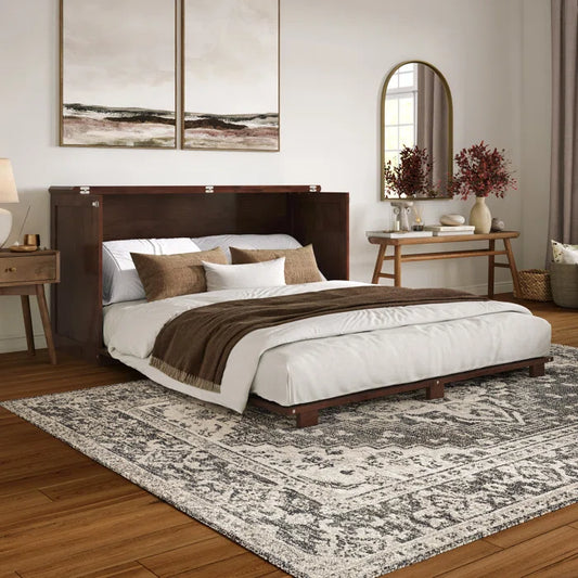 Low Profile Wood Murphy Bed Chest with 6" Mattress - Wooden bazar
