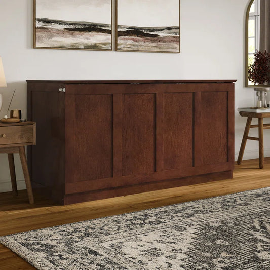 Low Profile Wood Murphy Bed Chest with 6" Mattress - Wooden bazar