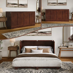 Low Profile Wood Murphy Bed Chest with 6" Mattress - Wooden bazar