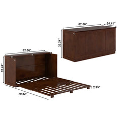 Low Profile Wood Murphy Bed Chest with 6" Mattress - Wooden bazar
