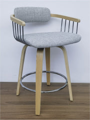 Eaty Modern Swivel Bar Stool In Light grey - Wooden Bazar