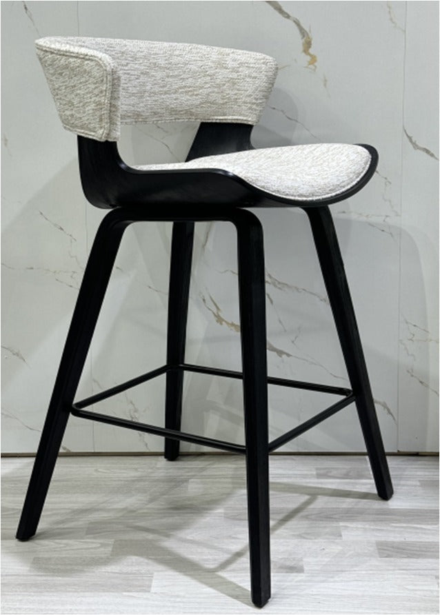 Azport Elegant High-Back Bar Stool with Cushioned Seat & Wooden Fram