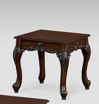Victorian Style Hand-Carved Wooden End Table with Cabriole Legs