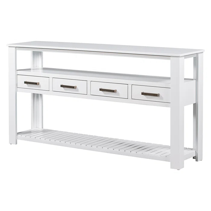 Eileen 62.2'' Console Table, Storage Sofa Table with Drawers and Shelves - Wooden Bazar