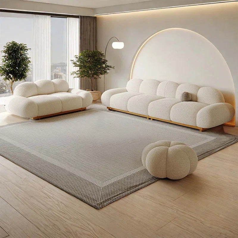 White Cashmerez In-line Sofa 3 - Piece Living Room Set Luxury Sofa Set
