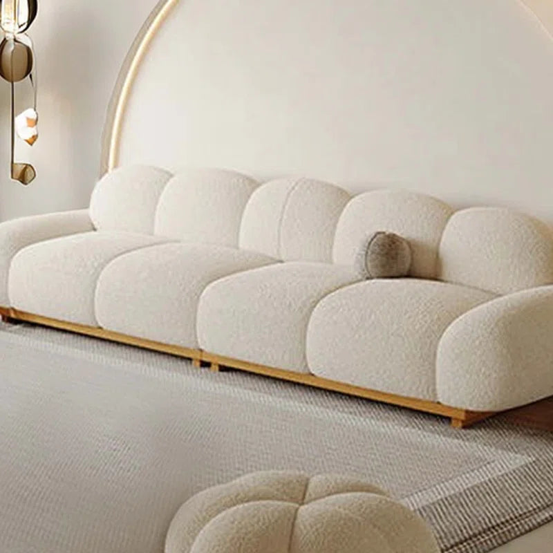 White Cashmerez In-line Sofa 3 - Piece Living Room Set Luxury Sofa Set