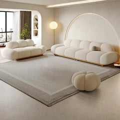 White Cashmerez In-line Sofa 3 - Piece Living Room Set Luxury Sofa Set
