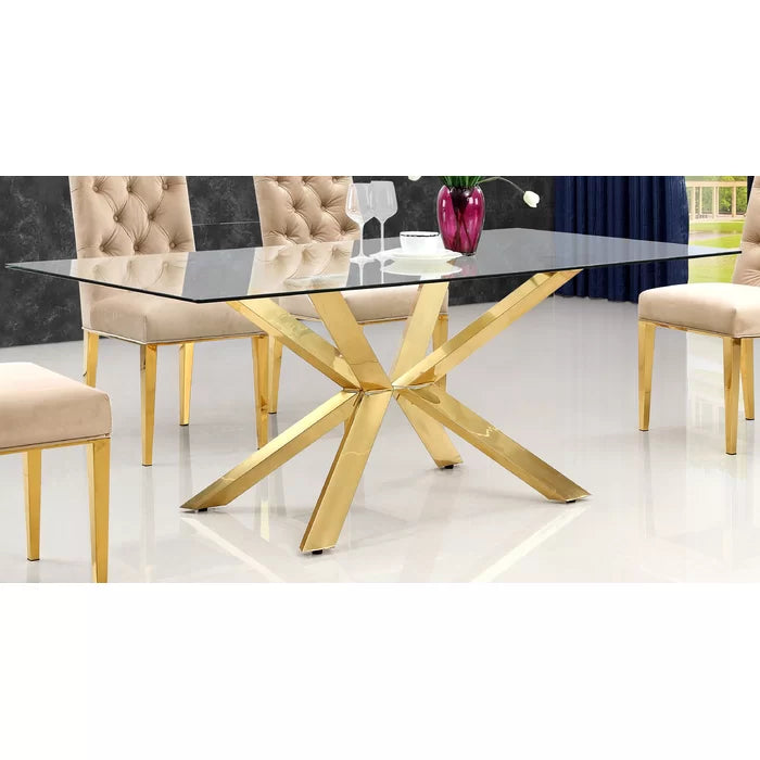 Torred Stylish 4 Seater Glass Top dining set - Wooden Bazar