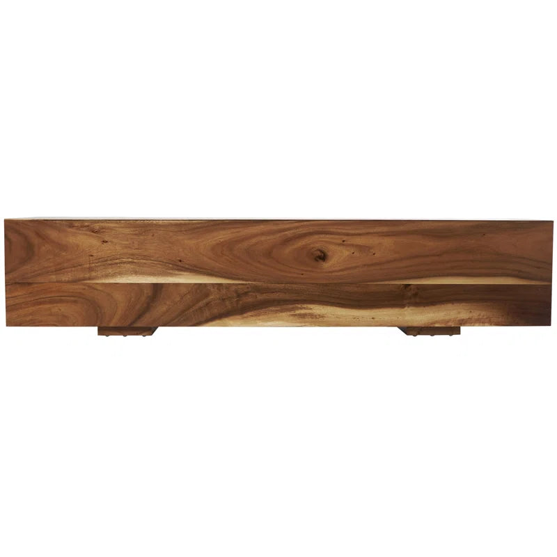 Parsunker Wood Block Rectangular Bench with Elevated Base