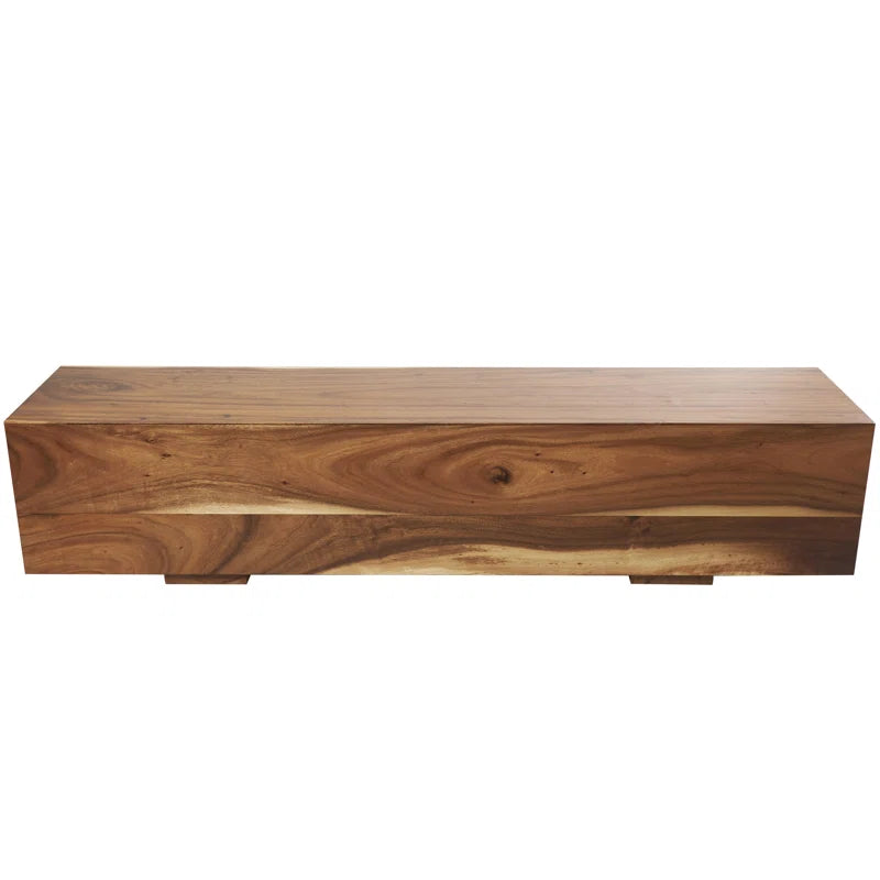 Jaknandi Wood Block Rectangular Bench with Elevated Base