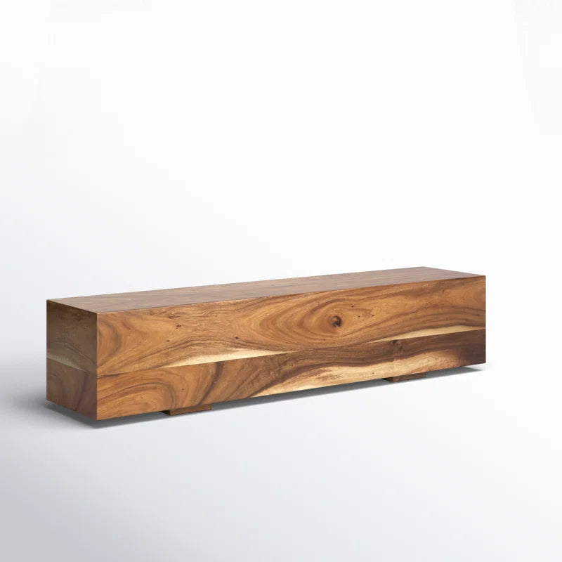 Parsunker Wood Block Rectangular Bench with Elevated Base