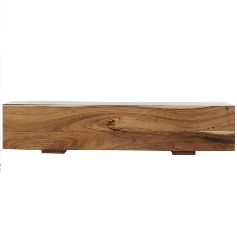 Jaknandi Wood Block Rectangular Bench with Elevated Base