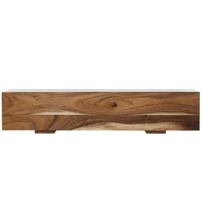 Jaknandi Wood Block Rectangular Bench with Elevated Base