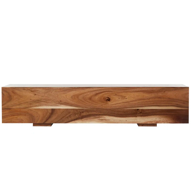 Parsunker Wood Block Rectangular Bench with Elevated Base