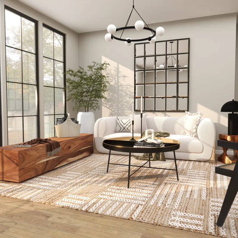 Parsunker Wood Block Rectangular Bench with Elevated Base