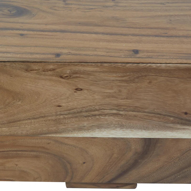 Jaknandi Wood Block Rectangular Bench with Elevated Base