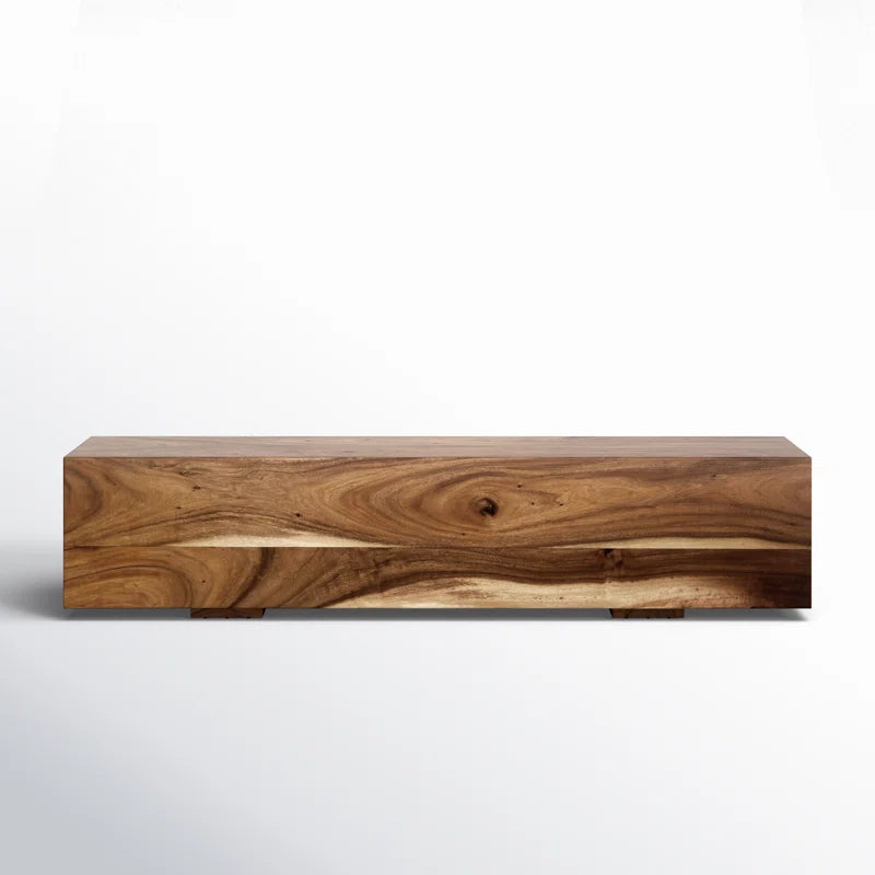 Jaknandi Wood Block Rectangular Bench with Elevated Base