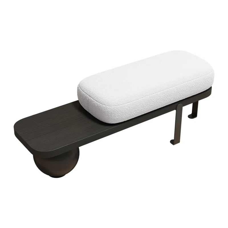 Samiop Wooden Entryway Bench Boucle Upholstered with Abstract Metal Legs