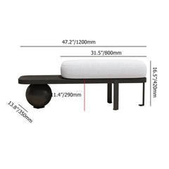 Samiop Wooden Entryway Bench Boucle Upholstered with Abstract Metal Legs