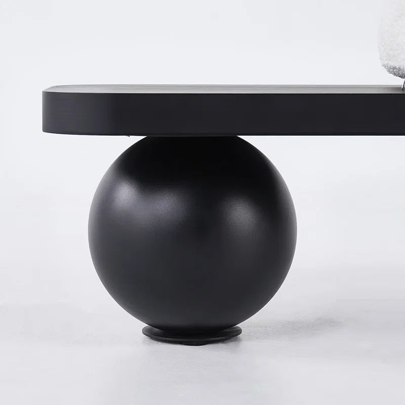 Samiop Wooden Entryway Bench Boucle Upholstered with Abstract Metal Legs