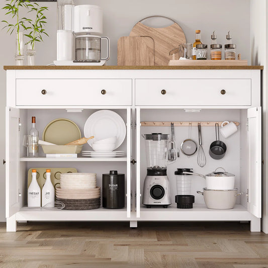 55.1" Contemporary Buffet Cabinet, Sideboard Storage