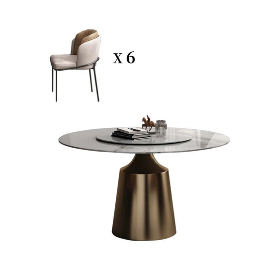 Faiss Latest 6 Seater Pedestal Dining Table Set For Luxe Living