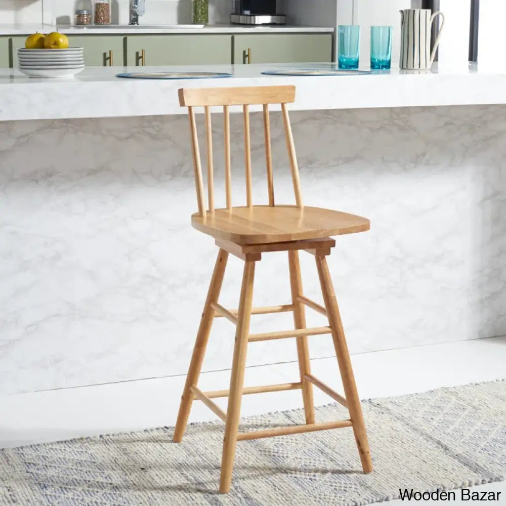 Abdoulaziza Swivel Solid Wood 26.3’’ Counter And Bar Stool