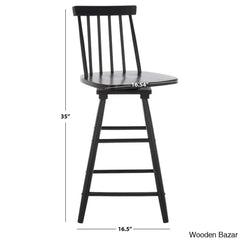 Abdoulaziza Swivel Solid Wood 26.3’’ Counter And Bar Stool