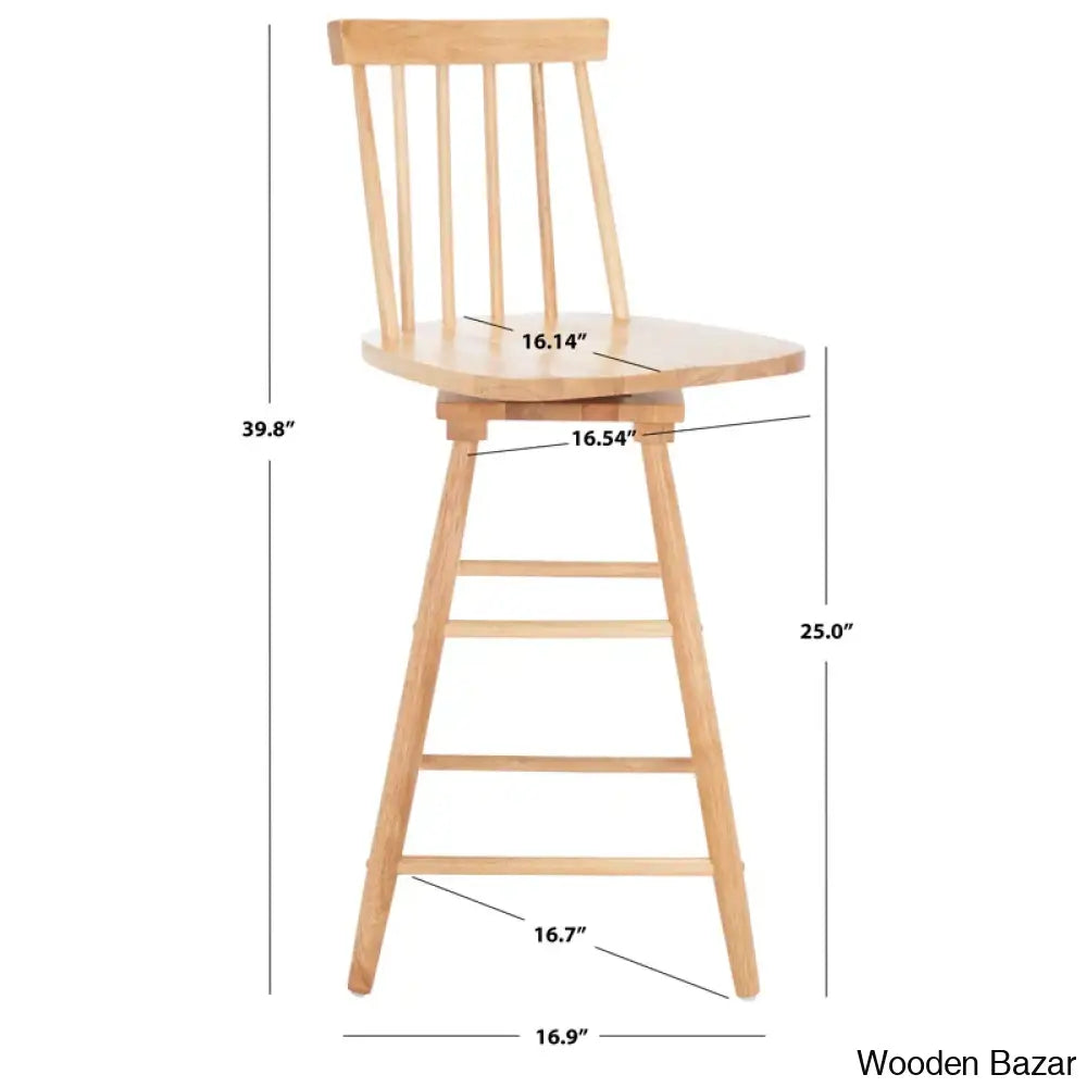 Abdoulaziza Swivel Solid Wood 26.3’’ Counter And Bar Stool