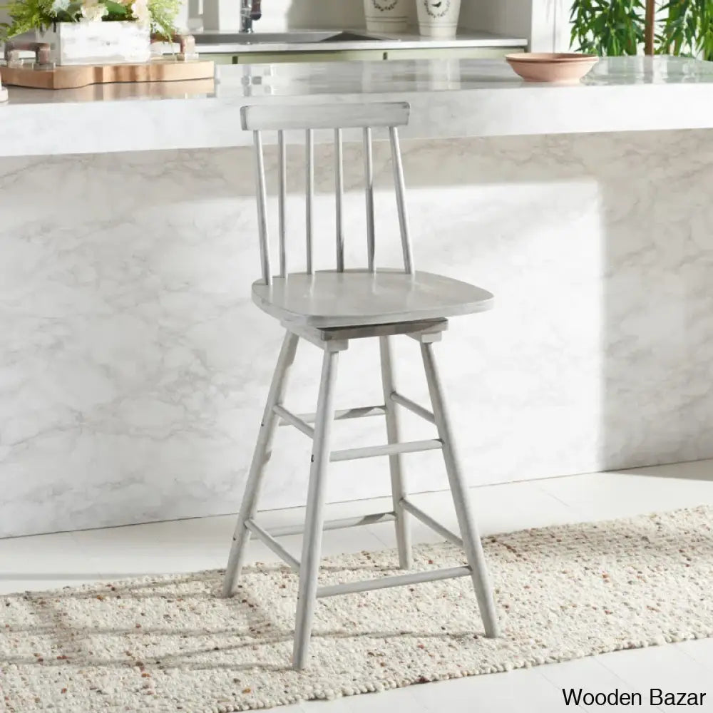 Abdoulaziza Swivel Solid Wood 26.3’’ Counter And Bar Stool Gray