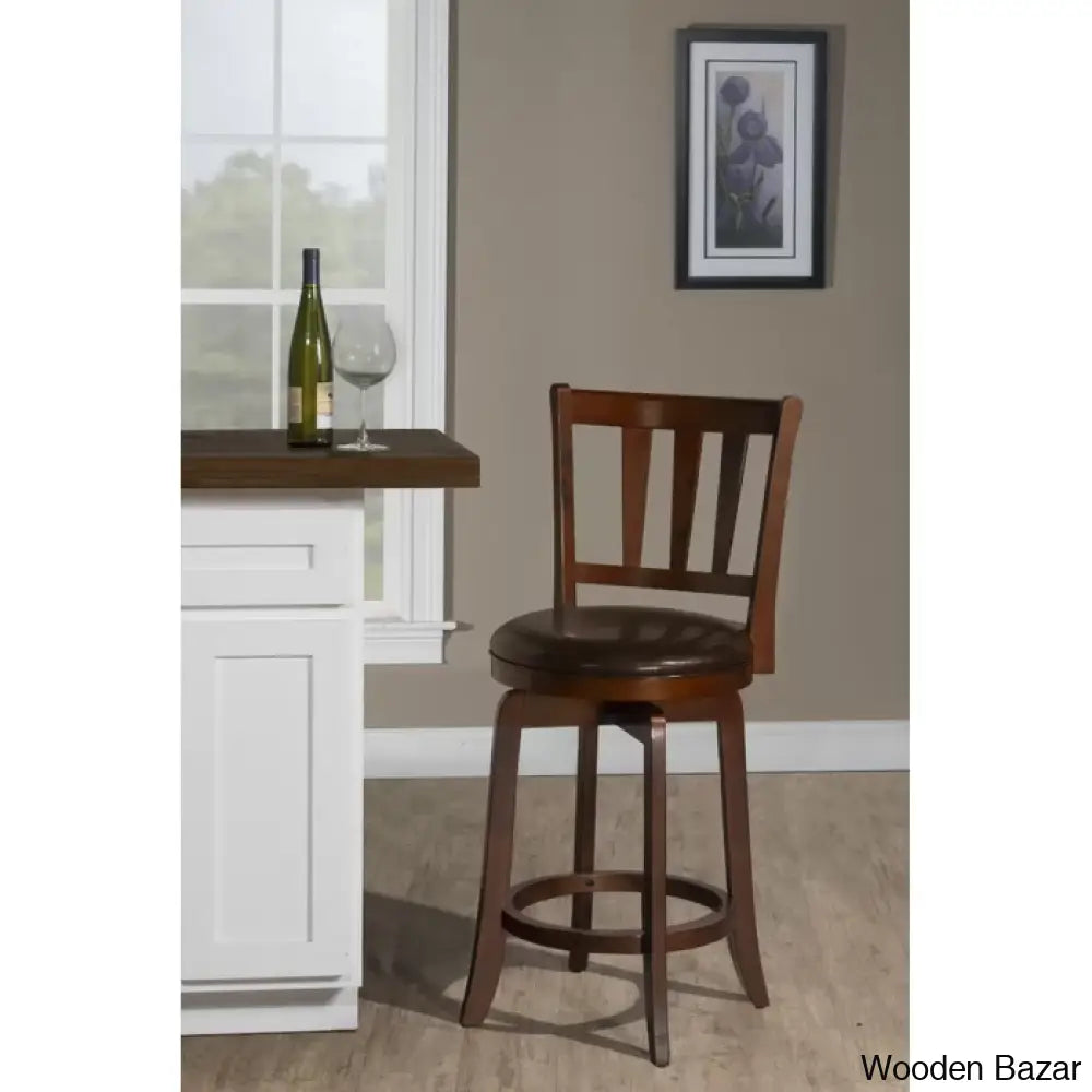 Abeale Swivel Upholstered Counter And Bar Stool With Solid Wood Frame