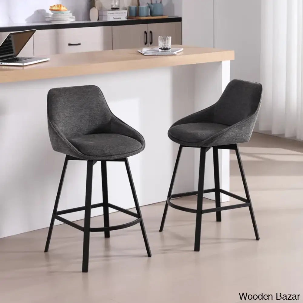 Absalomz Swivel 25.2’’ Counter Stool - Wooden Bazar