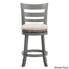 Adelynnc Swivel Upholstered Counter And Bar Stool Antique Gray / Beige Linen Bar (29.96’’ Seat