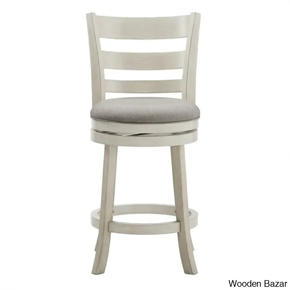 Adelynnc Swivel Upholstered Counter And Bar Stool Antique White / Beige Linen Bar (29.96’’ Seat