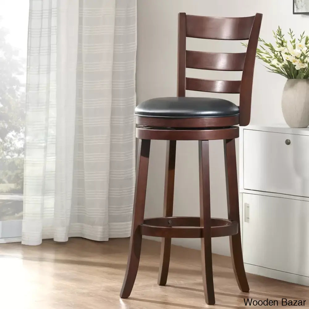 Adelynns Swivel Upholstered Counter And Bar Stool With Solid Wood Frame Bar (29” Seat Height)