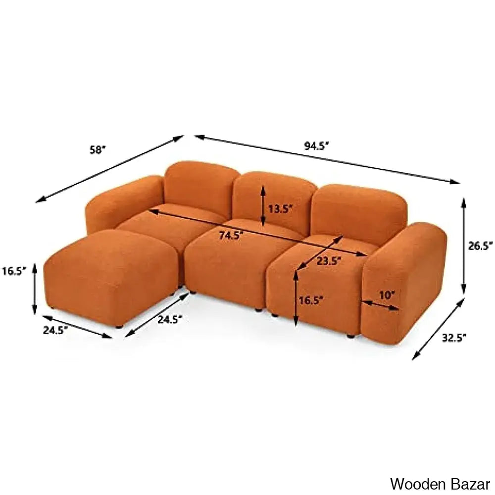 Ader Minimalist Convertible Modular Sectional Sofa In L-Shaped