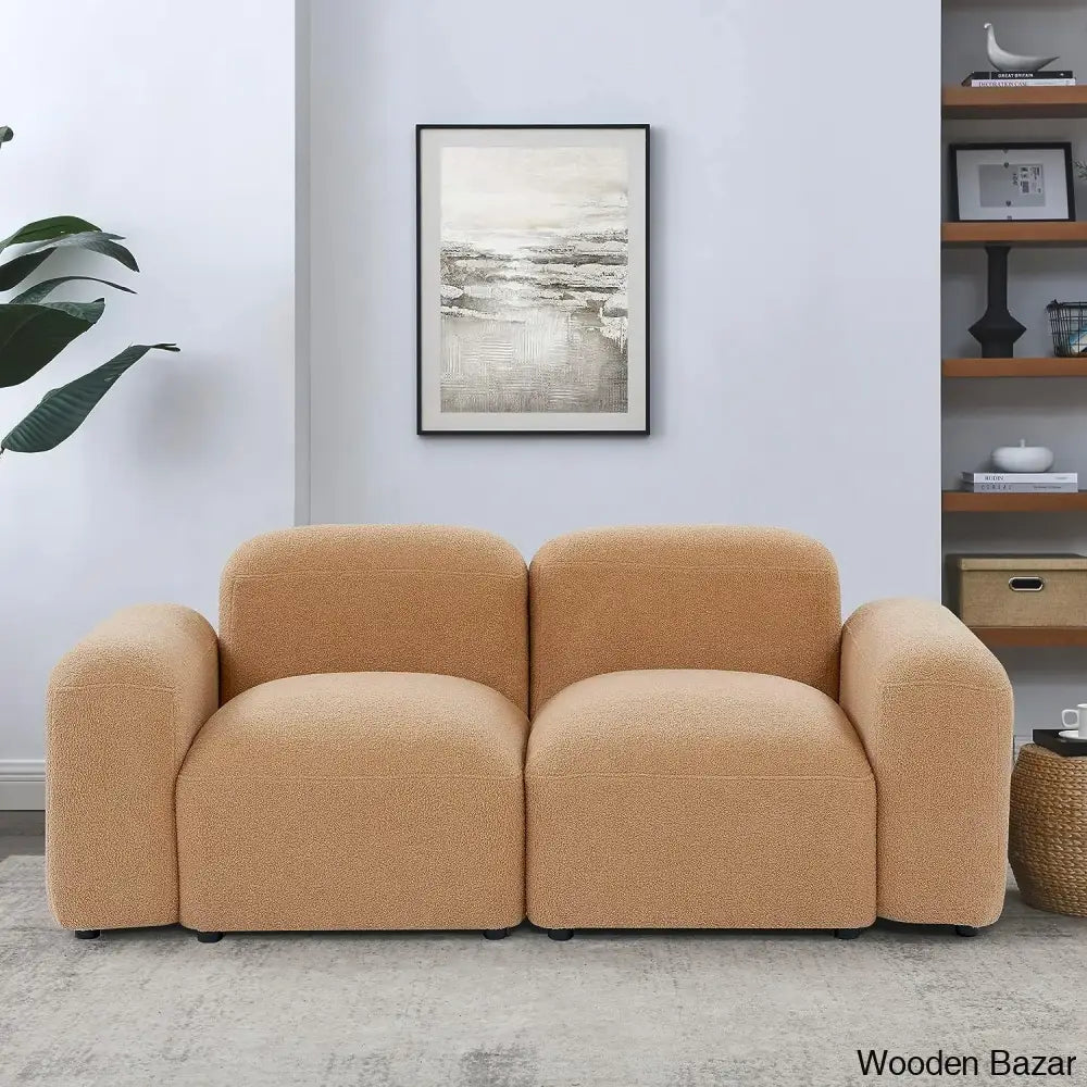 Ader Minimalist Convertible Modular Sectional Sofa In L-Shaped Camel /