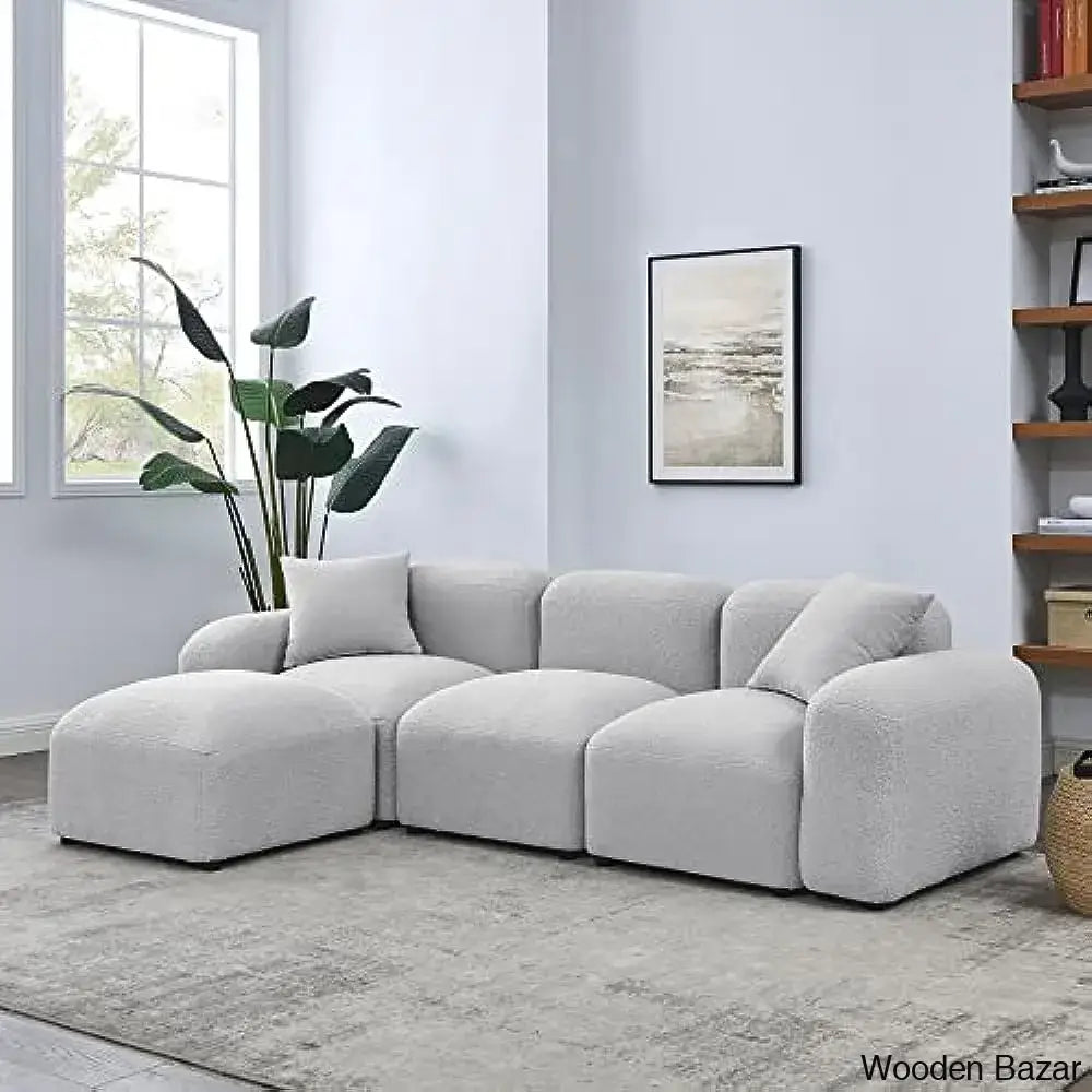 Ader Minimalist Convertible Modular Sectional Sofa In L-Shaped Grey / Complete Set