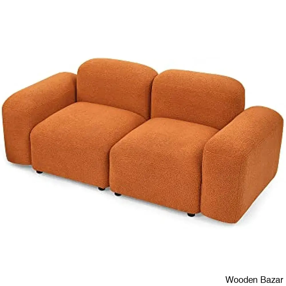 Ader Minimalist Convertible Modular Sectional Sofa In L-Shaped Orange /