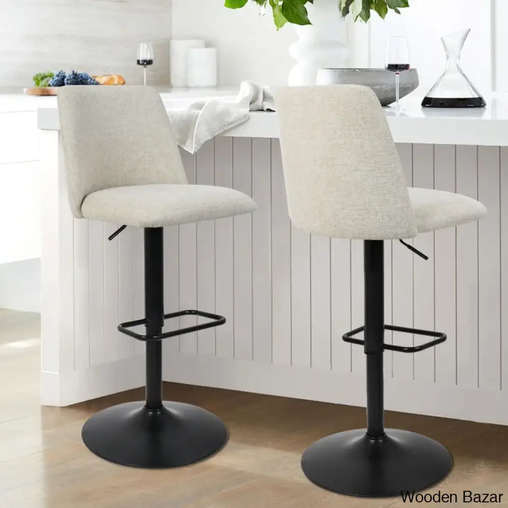 Adizaz Swivel Upholstered Adjustable Height Counter Stool Beige / 2 Piece