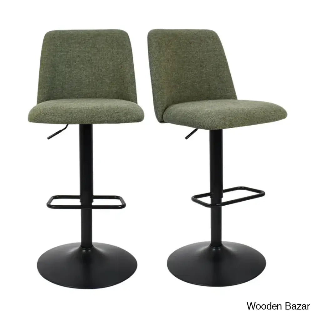 Adizaz Swivel Upholstered Adjustable Height Counter Stool Green / 2 Piece