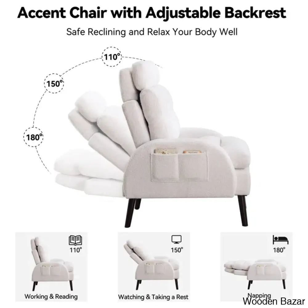 Adjustable Accent Lounge Recliner Chair With Storage Ottoman