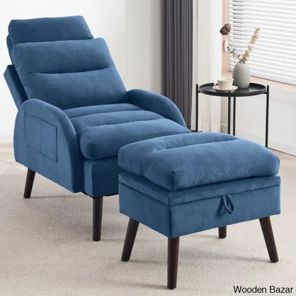 Adjustable Accent Lounge Recliner Chair With Storage Ottoman