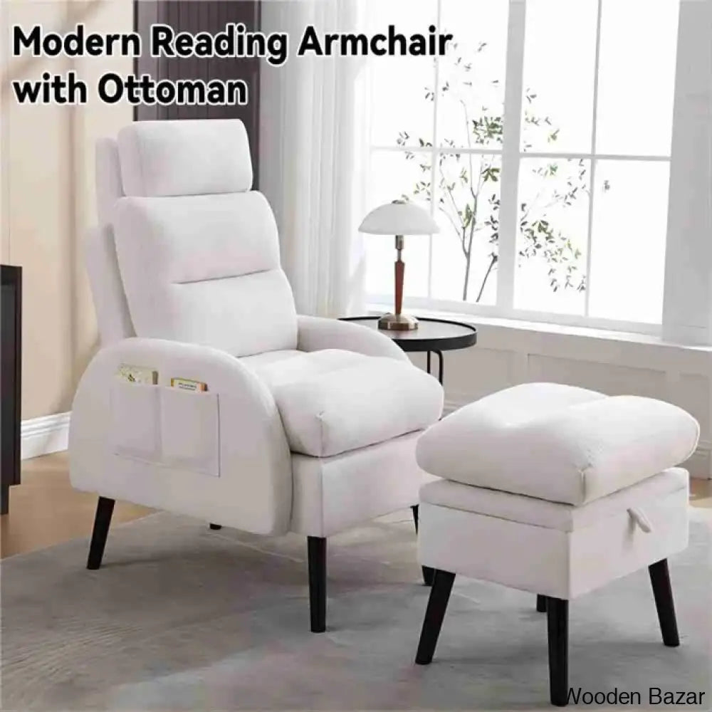 Adjustable Accent Lounge Recliner Chair With Storage Ottoman