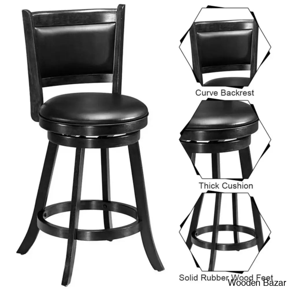 Aghaboyo Swivel Upholstered 24’’ Counter And Bar Stool (Set Of 2)