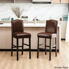 Aichelew 28.75’’ Bar Stool (Set Of 2) Dark Brown