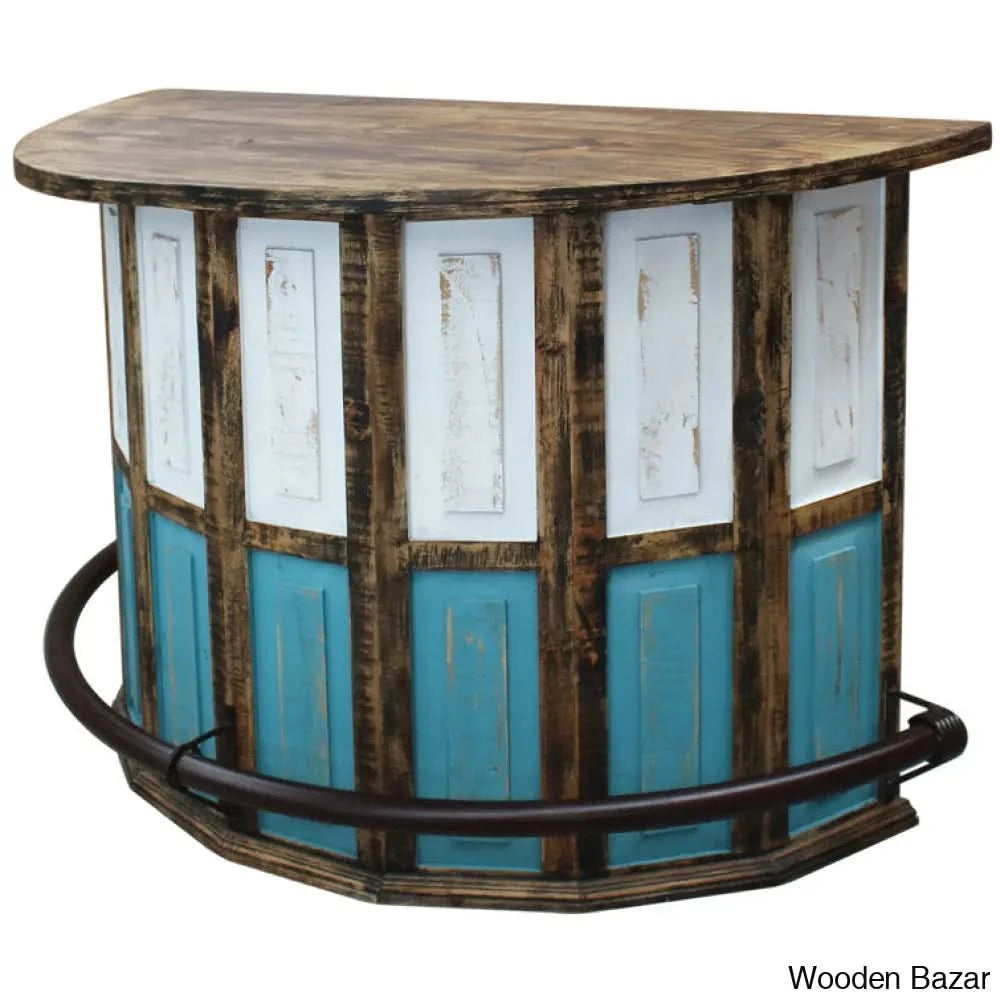 Aigan Freestanding Curved Bar Design | Wooden Bazar
